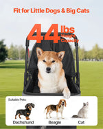 Pet Stroller Foldable 4 Wheels Travel Dog Stroller Reversible Handle Up To 44lbs