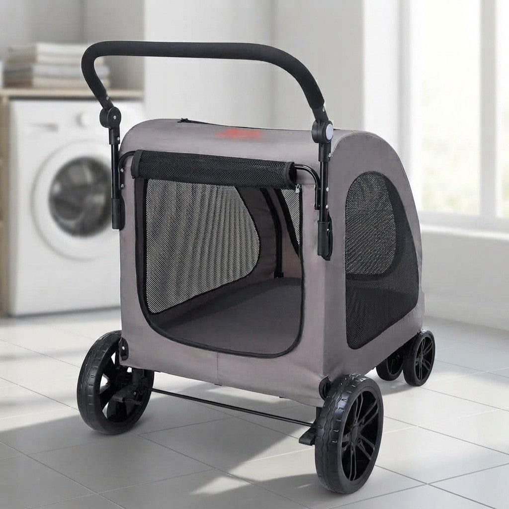 Pet Stroller 4-Wheels Dog Stroller Carrier 160lbs Weight Capacity Portable