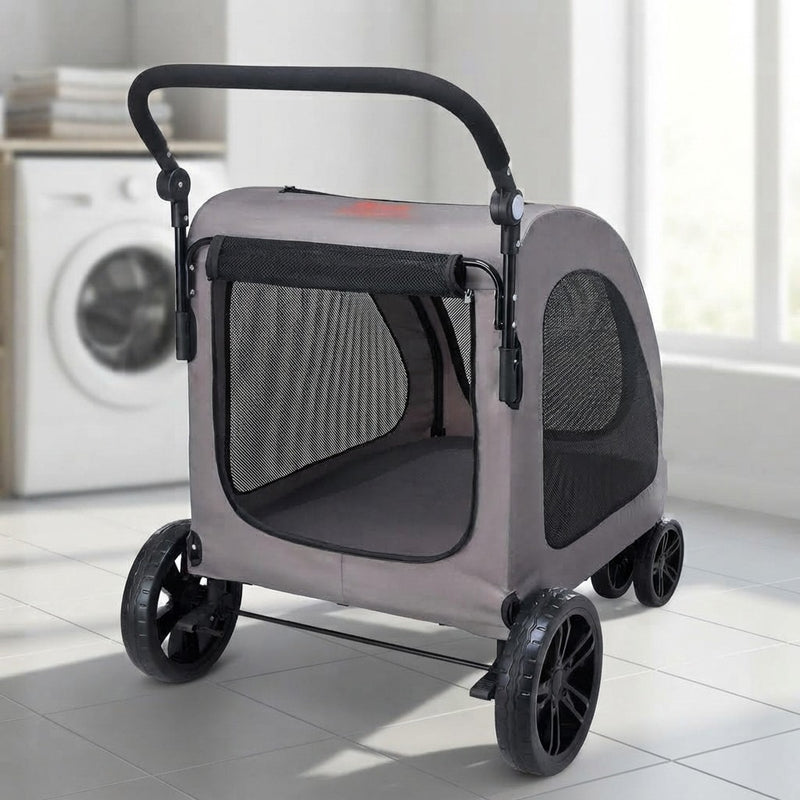 Pet Stroller 4-Wheels Dog Stroller Carrier 160lbs Weight Capacity Portable